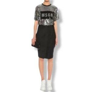 BNWT Ted Baker London Ottoman Faux Wrap Wool Blend Tuxedo Pencil Skirt 12